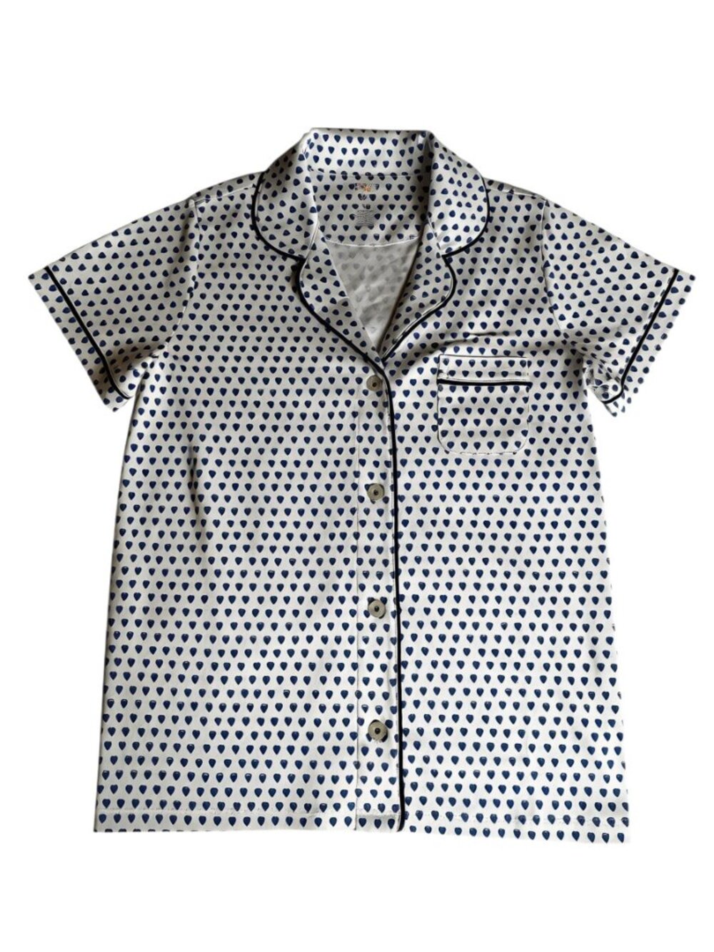 NWOT Roller Rabbit Hearts Polo White & Blue Hearts Print Pajamas Size Medium - Picture 4 of 12